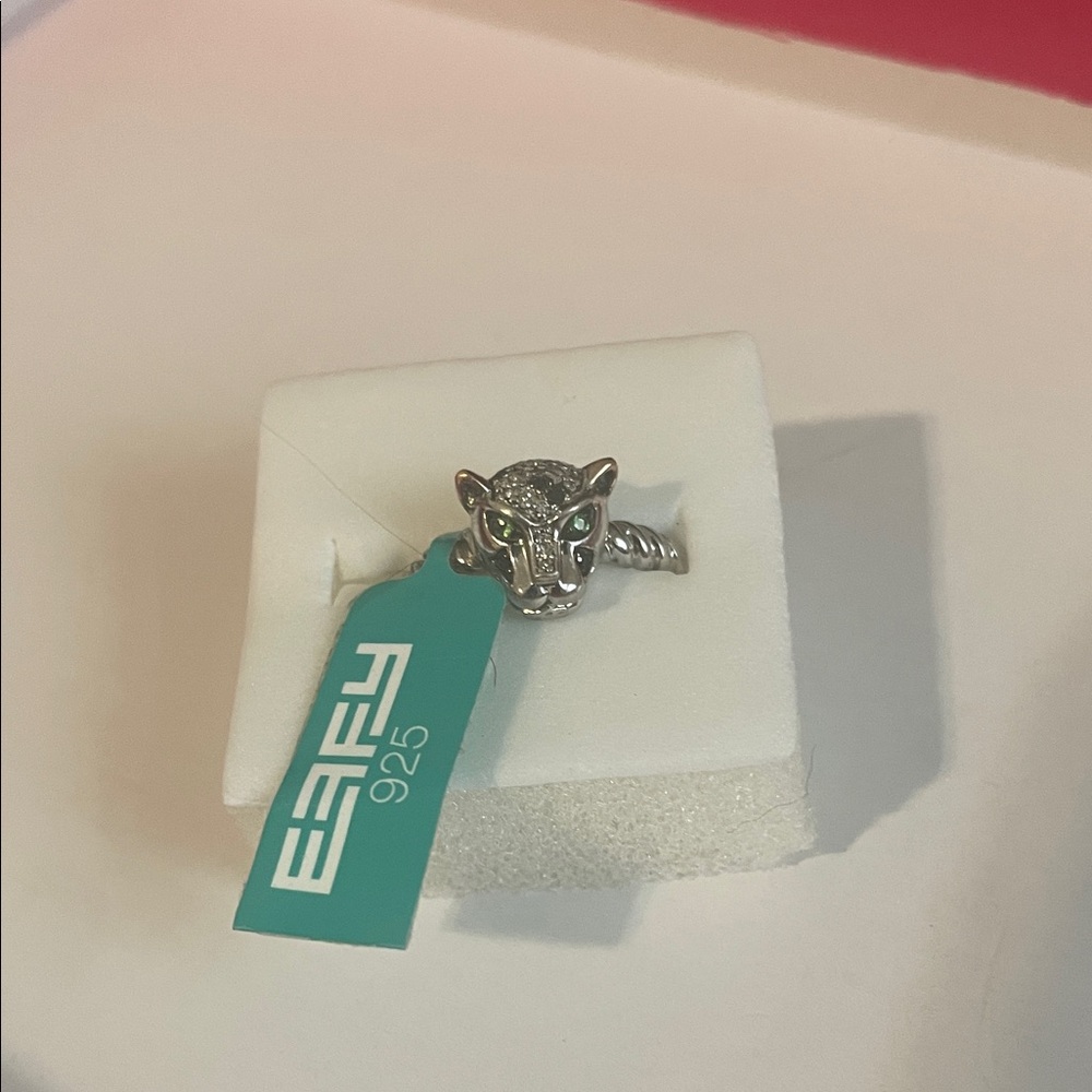 Effy Silver Panther Ring with Emerald Green Eyes